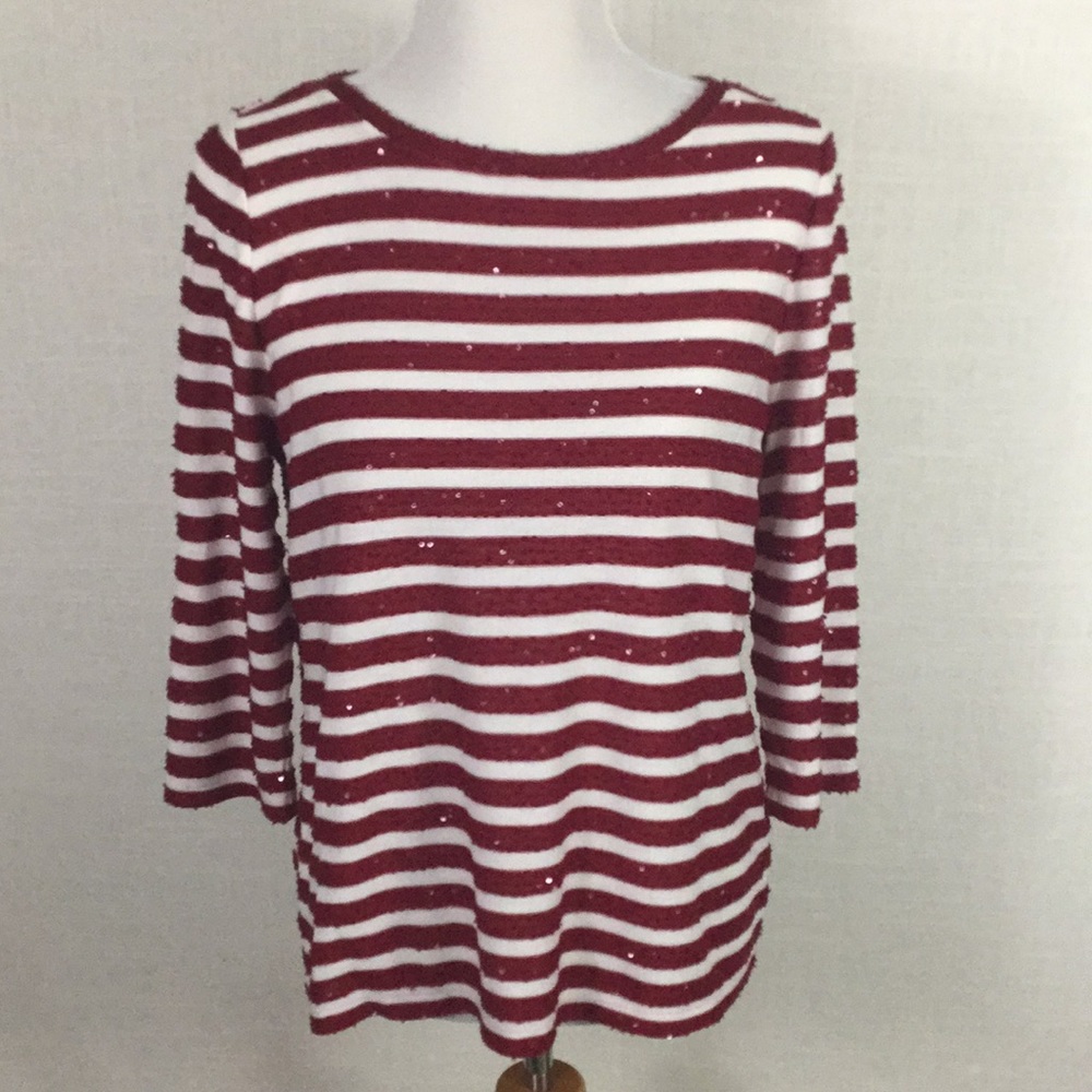NWOT Talbots sequin-striped sweater - holidays!